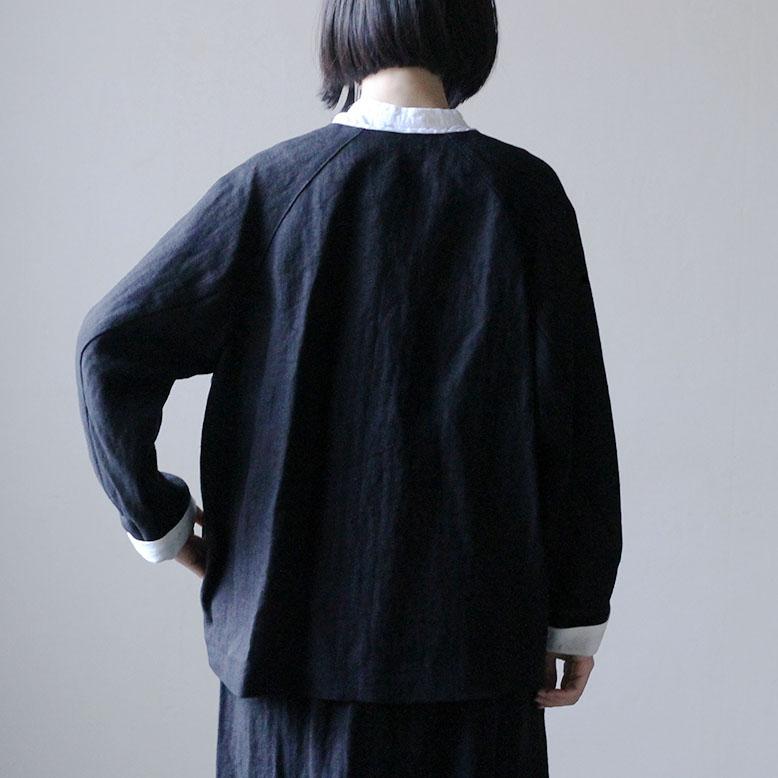 ［SALUÉ］ノーカラージャケット／ヘリンボーンリネンformal