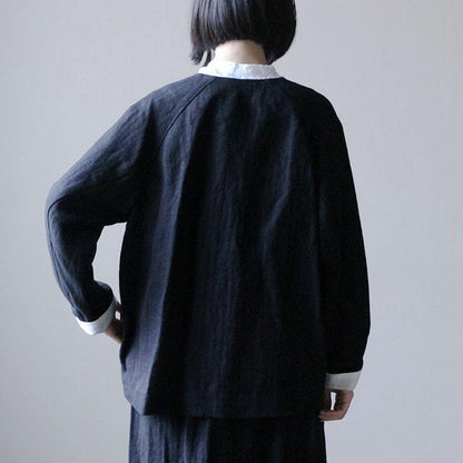 ［SALUÉ］ノーカラージャケット／ヘリンボーンリネンformal