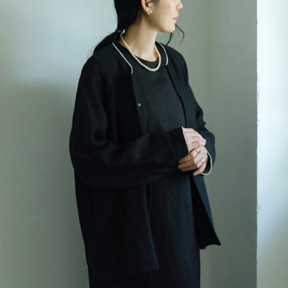 ［SALUÉ］ノーカラージャケット／ヘリンボーンリネンformal