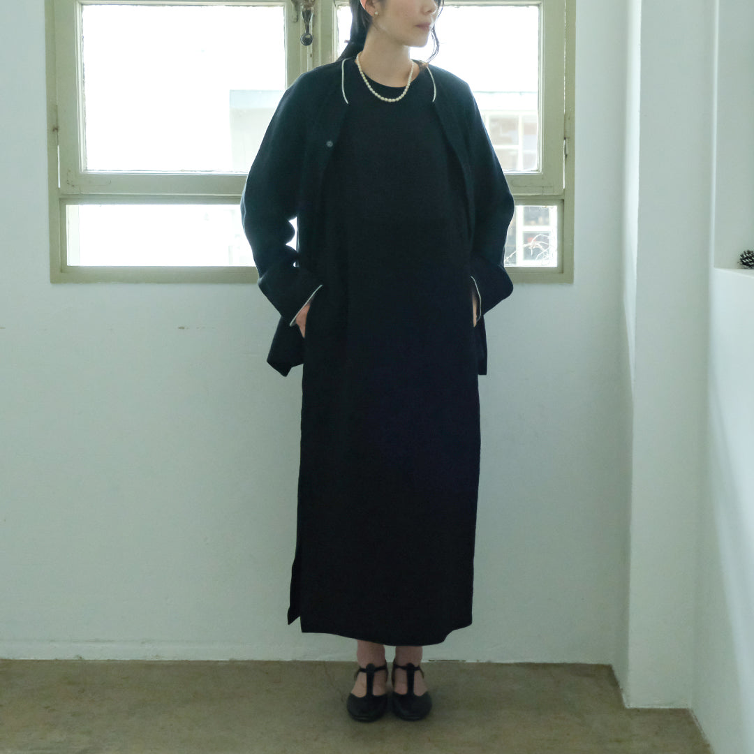 ［SALUÉ］ノーカラージャケット／ヘリンボーンリネンformal