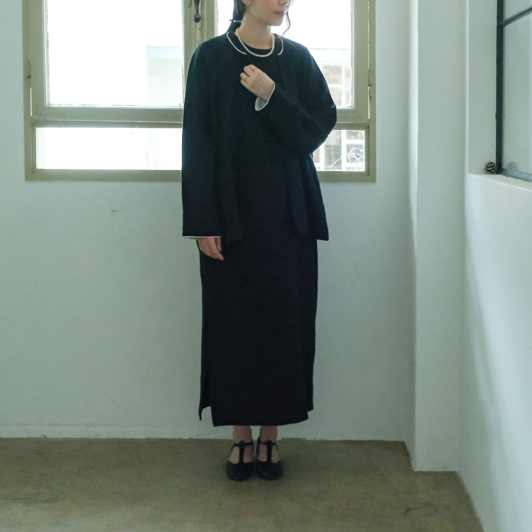 ［SALUÉ］ノーカラージャケット／ヘリンボーンリネンformal