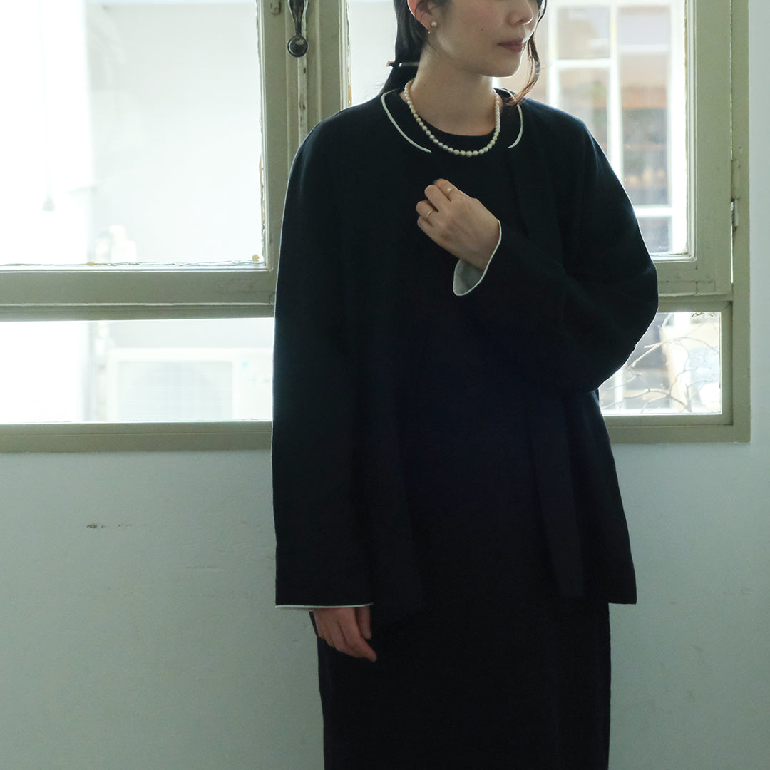 ［SALUÉ］ノーカラージャケット／ヘリンボーンリネンformal