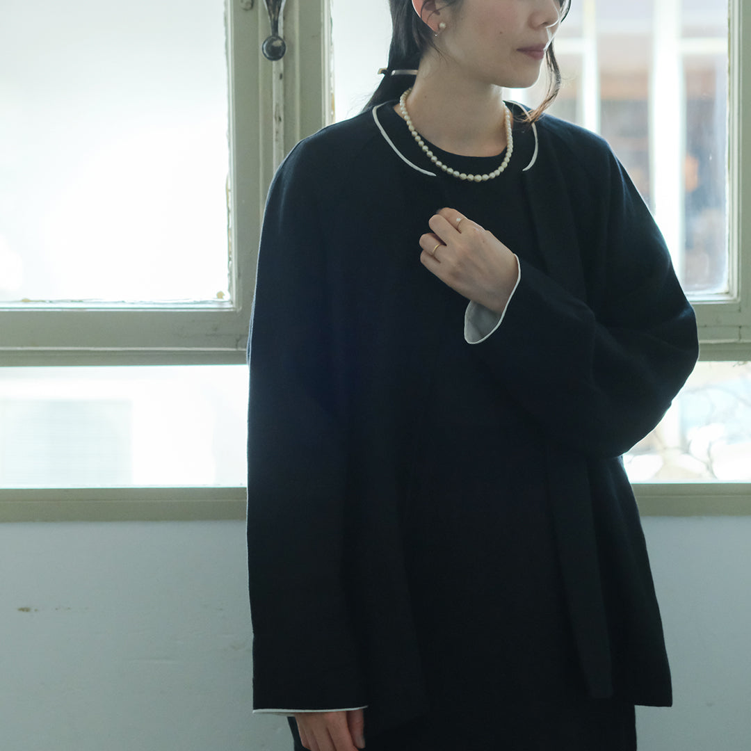 ［SALUÉ］ノーカラージャケット／ヘリンボーンリネンformal