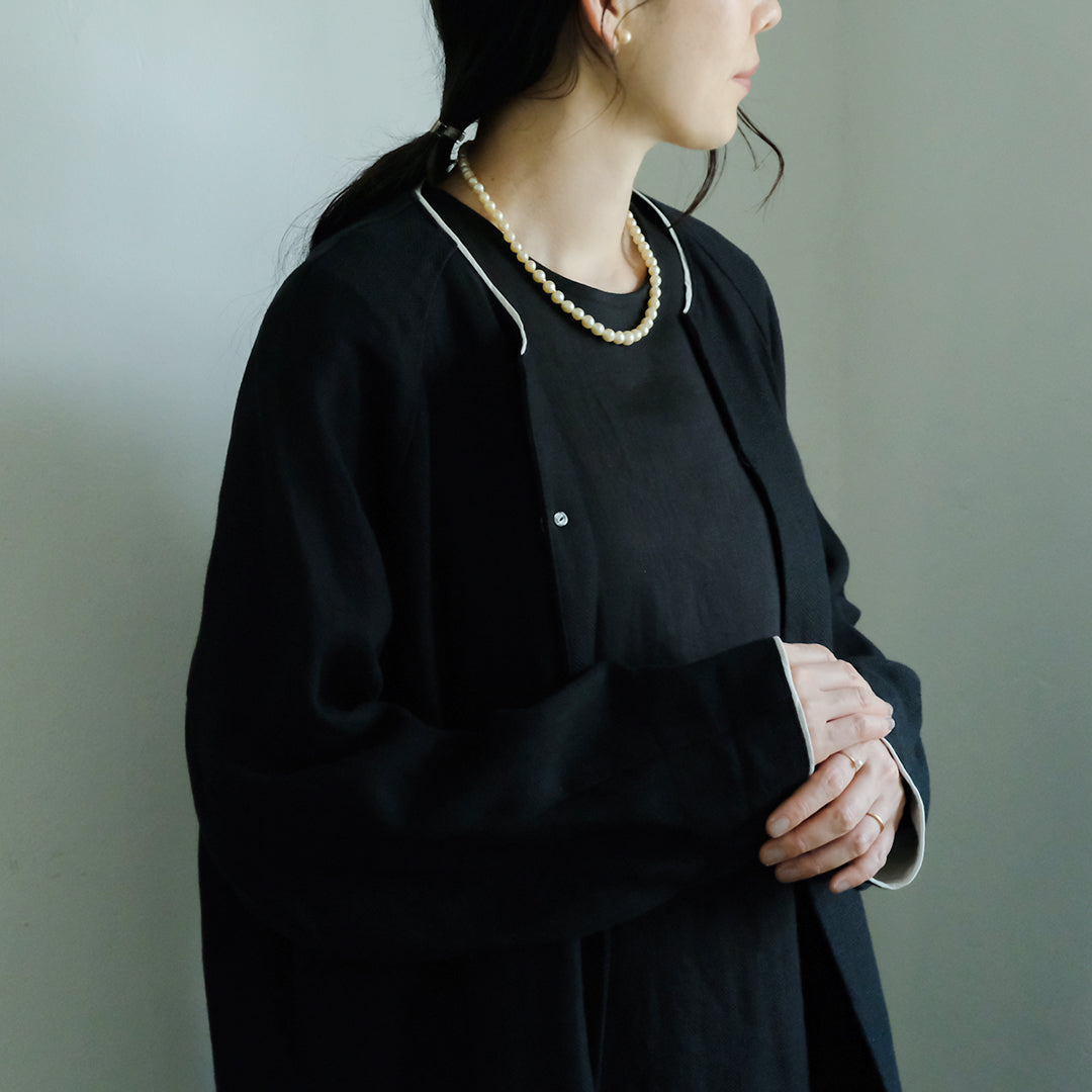 ［SALUÉ］ノーカラージャケット／ヘリンボーンリネンformal