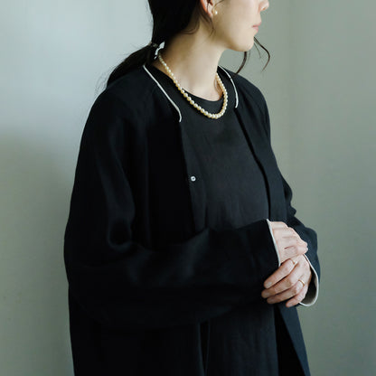 ［SALUÉ］ノーカラージャケット／ヘリンボーンリネンformal