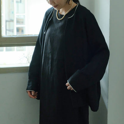 ［SALUÉ］ノーカラージャケット／ヘリンボーンリネンformal