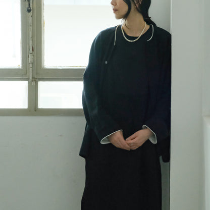 ［SALUÉ］ノーカラージャケット／ヘリンボーンリネンformal