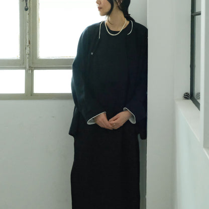 ［SALUÉ］ノーカラージャケット／ヘリンボーンリネンformal