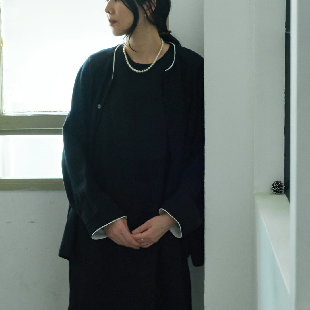 ［SALUÉ］ノーカラージャケット／ヘリンボーンリネンformal