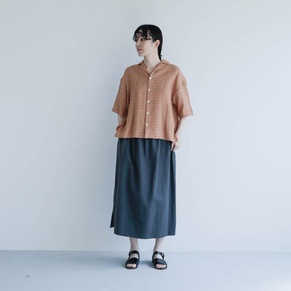 SALUÉ／ハーフスリーブオープンカラーシャツ／ミッドウェイトリネン　
