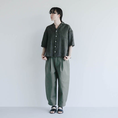 SALUÉ／ハーフスリーブオープンカラーシャツ／ミッドウェイトリネン　
