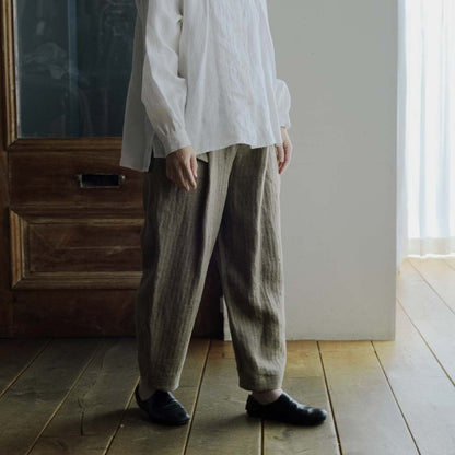 SALUÉ／【受注商品】エッグパンツA／ヘリンボーンリネン