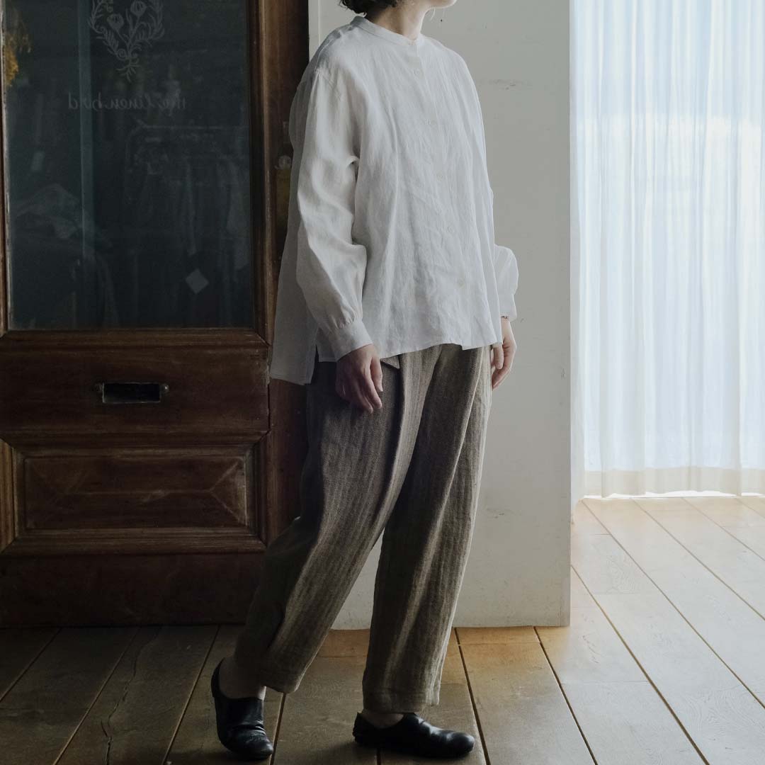 SALUÉ／【受注商品】エッグパンツA／ヘリンボーンリネン