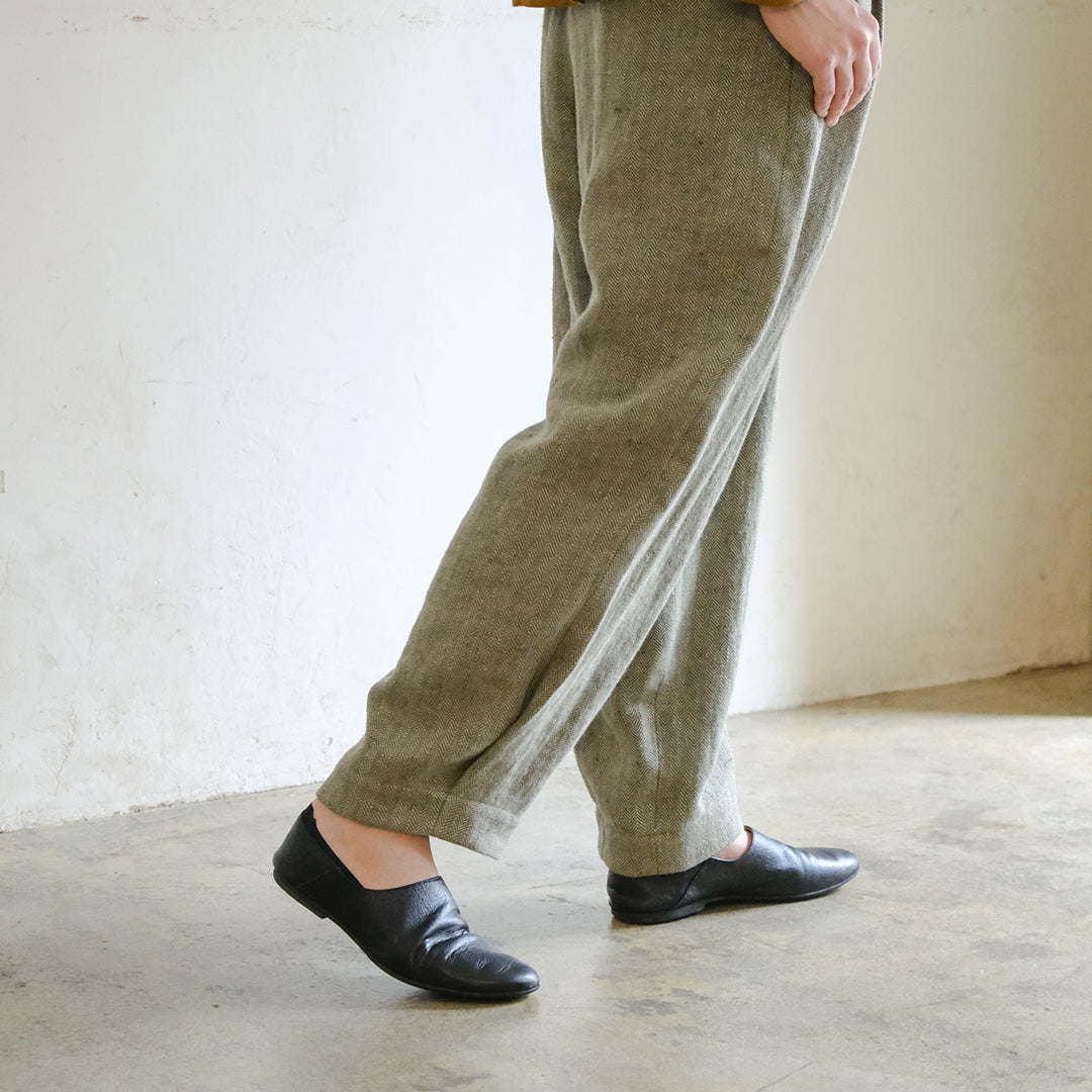 SALUÉ／【受注商品】エッグパンツA／ヘリンボーンリネン
