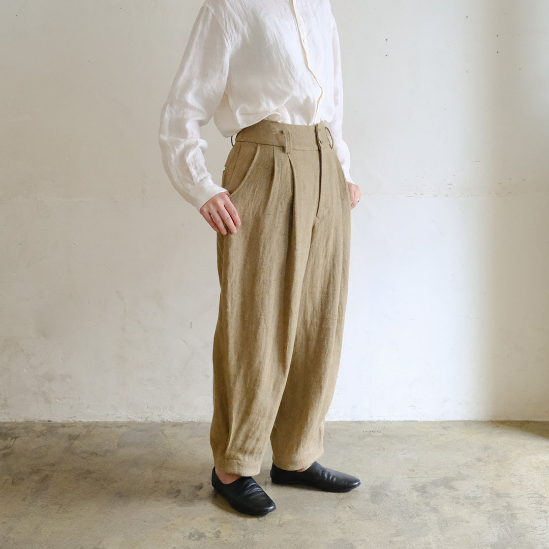 SALUÉ／【受注商品】エッグパンツA／ヘリンボーンリネン