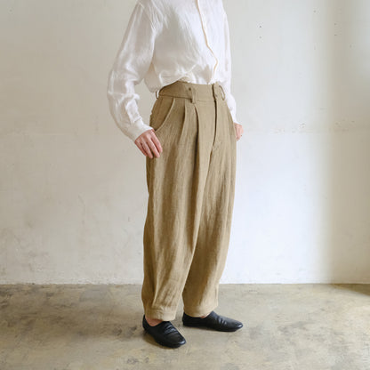 SALUÉ／【受注商品】エッグパンツA／ヘリンボーンリネン