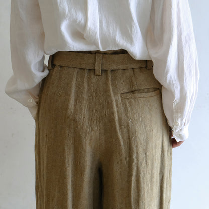 SALUÉ／【受注商品】エッグパンツA／ヘリンボーンリネン