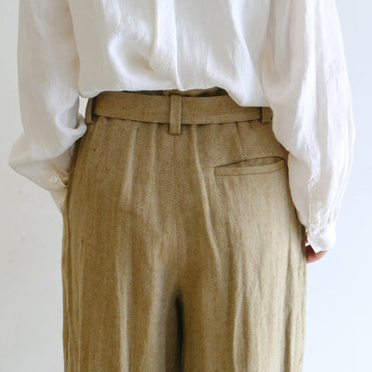 SALUÉ／【受注商品】エッグパンツA／ヘリンボーンリネン