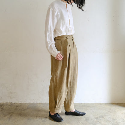 SALUÉ／【受注商品】エッグパンツA／ヘリンボーンリネン