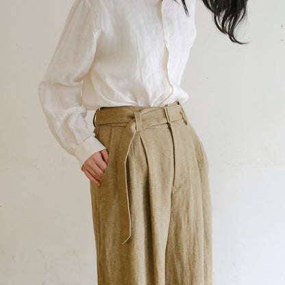 SALUÉ／【受注商品】エッグパンツA／ヘリンボーンリネン