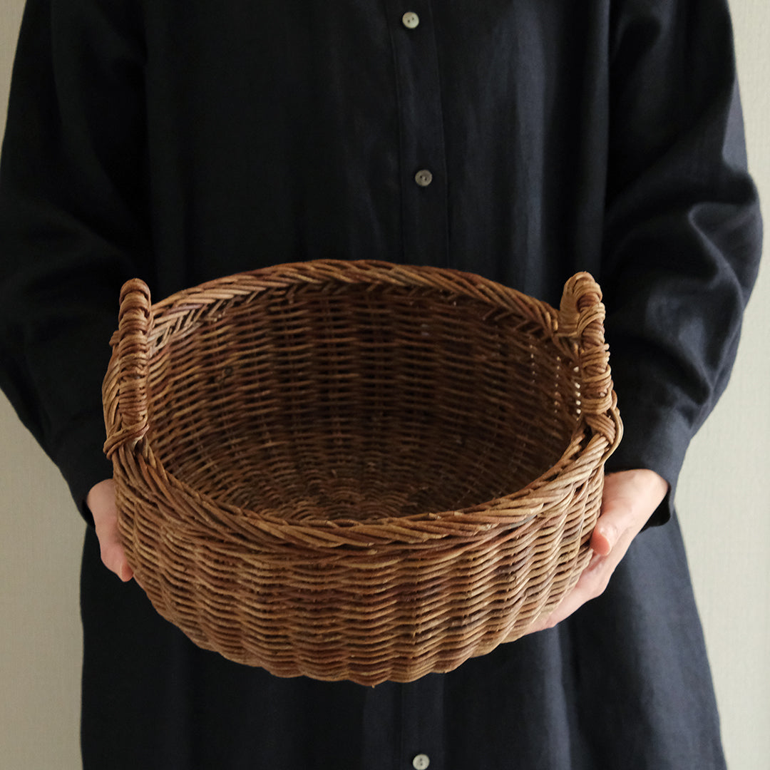 ［宮本工芸］両手つきの丸かご