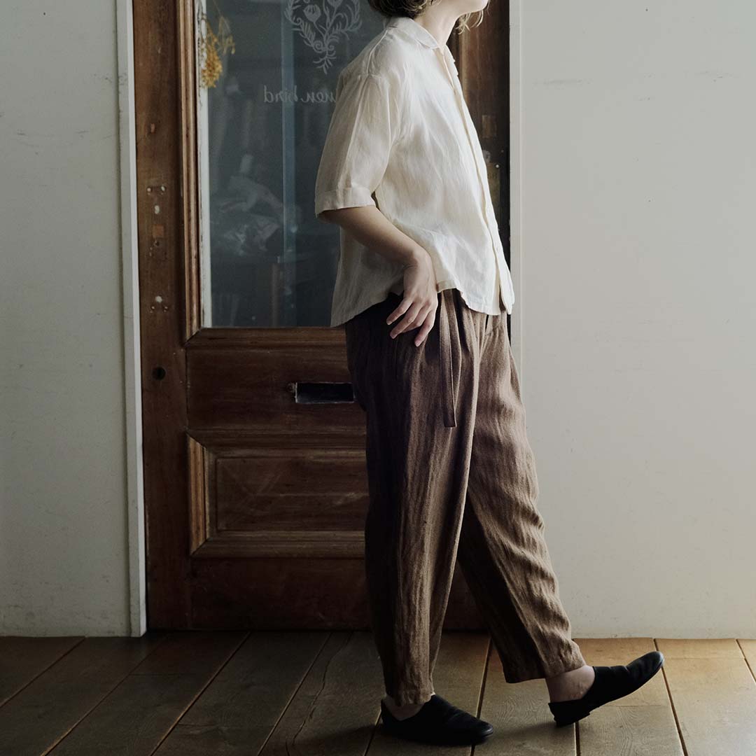 ［SALUÉ］エッグパンツC／ヘリンボーンリネン