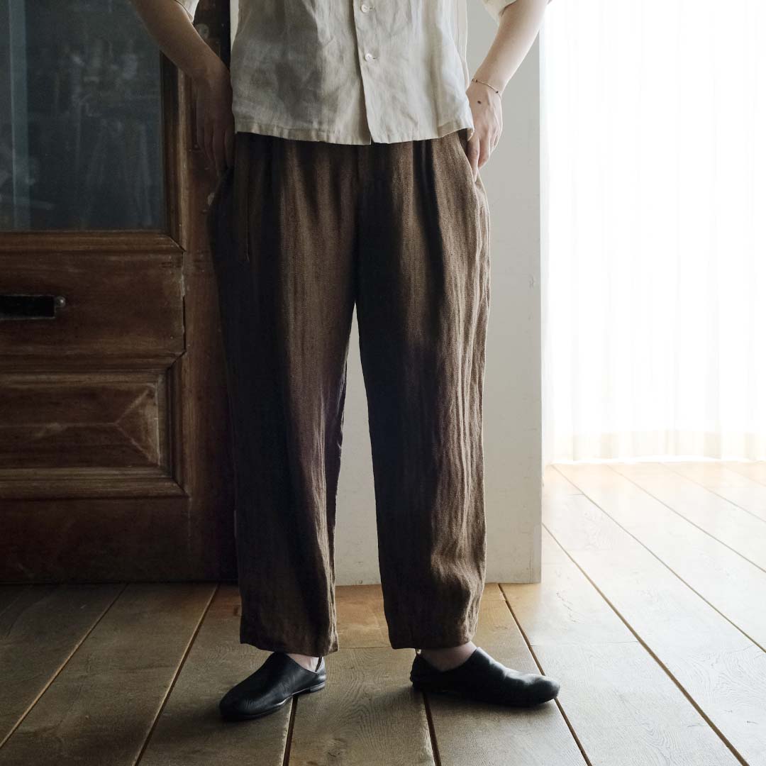 ［SALUÉ］エッグパンツC／ヘリンボーンリネン