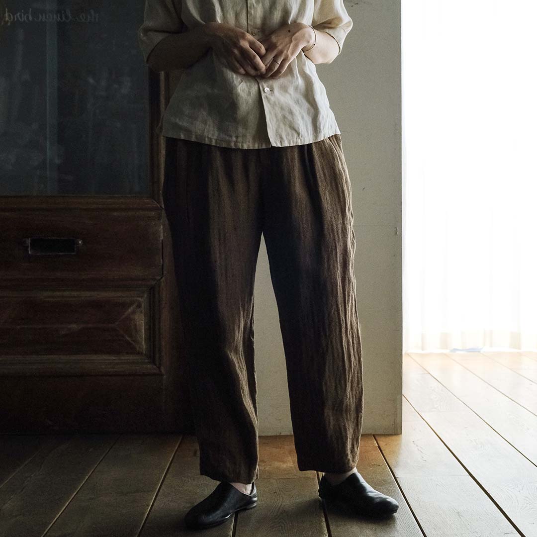 ［SALUÉ］エッグパンツC／ヘリンボーンリネン
