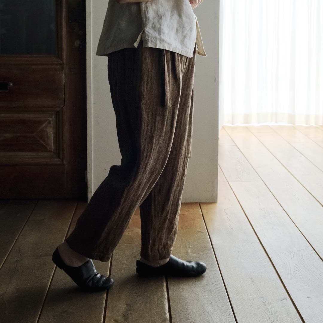 ［SALUÉ］エッグパンツC／ヘリンボーンリネン