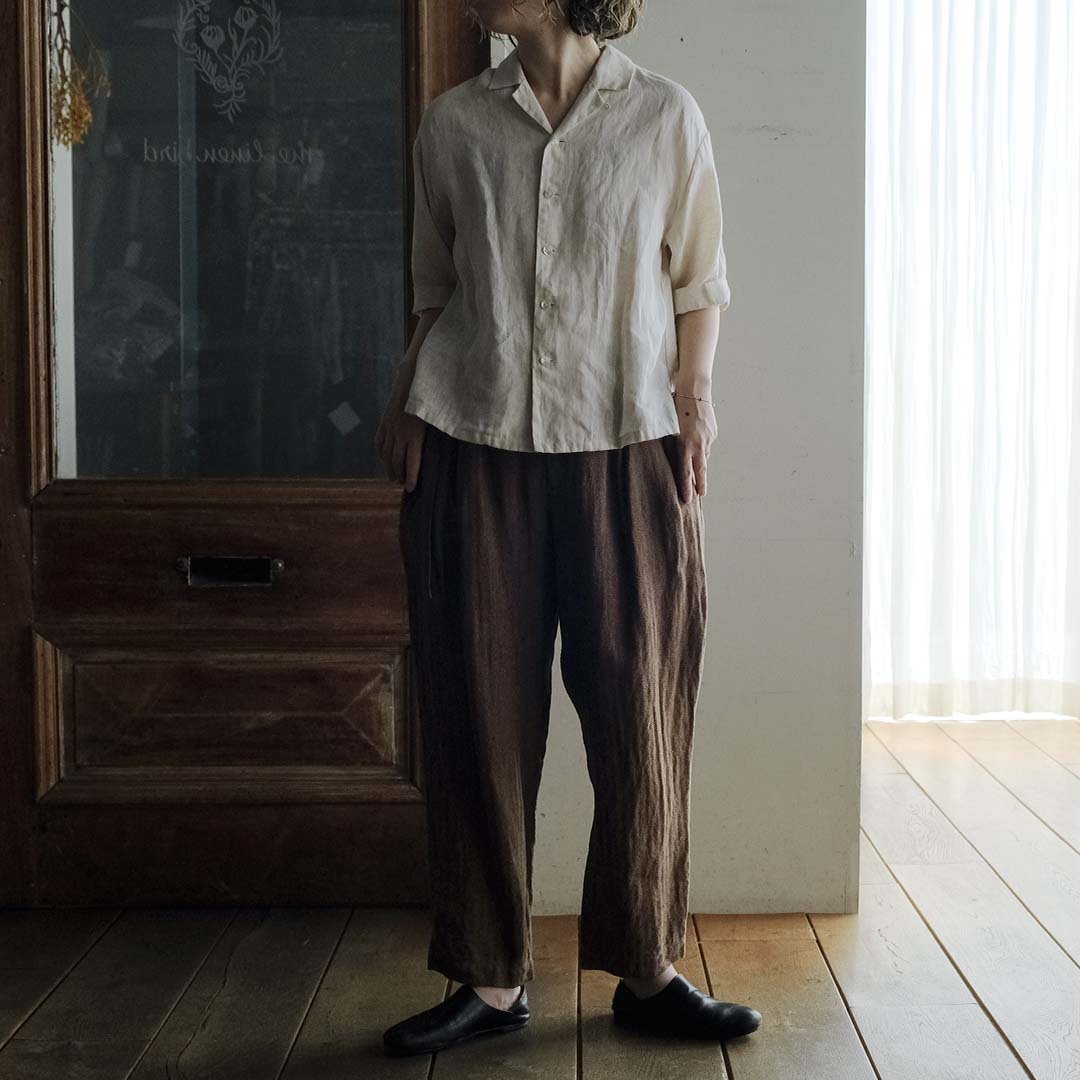 ［SALUÉ］エッグパンツC／ヘリンボーンリネン
