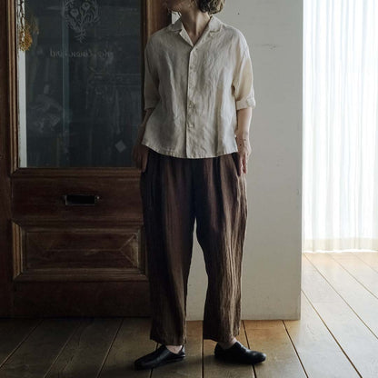 ［SALUÉ］エッグパンツC／ヘリンボーンリネン