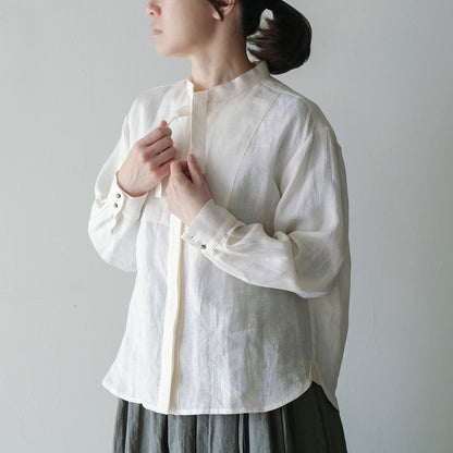 SALUÉ／ボウカラーシャツ／ライトウェイトリネン