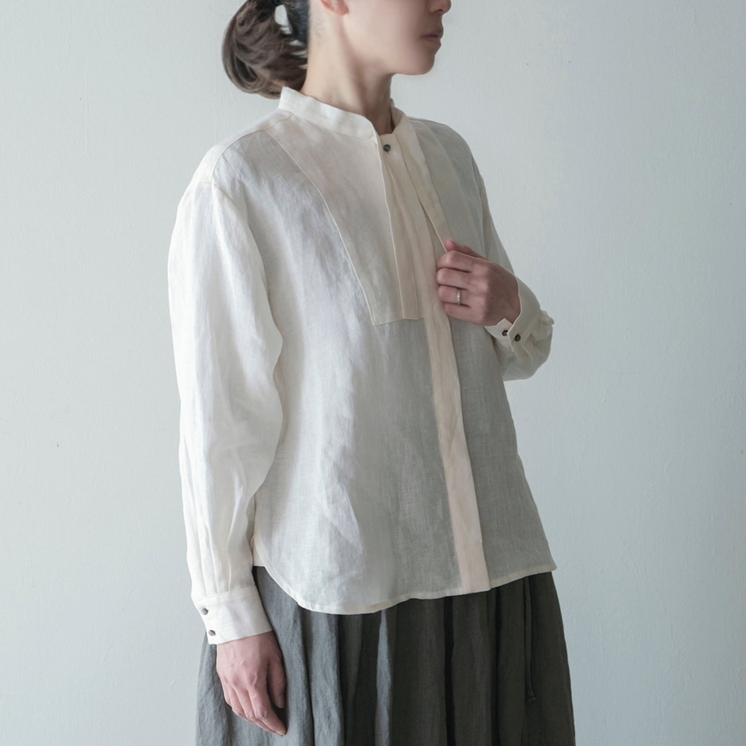 SALUÉ／ボウカラーシャツ／ライトウェイトリネン