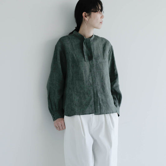 SALUÉ／ボウカラーシャツ／ライトウェイトリネン