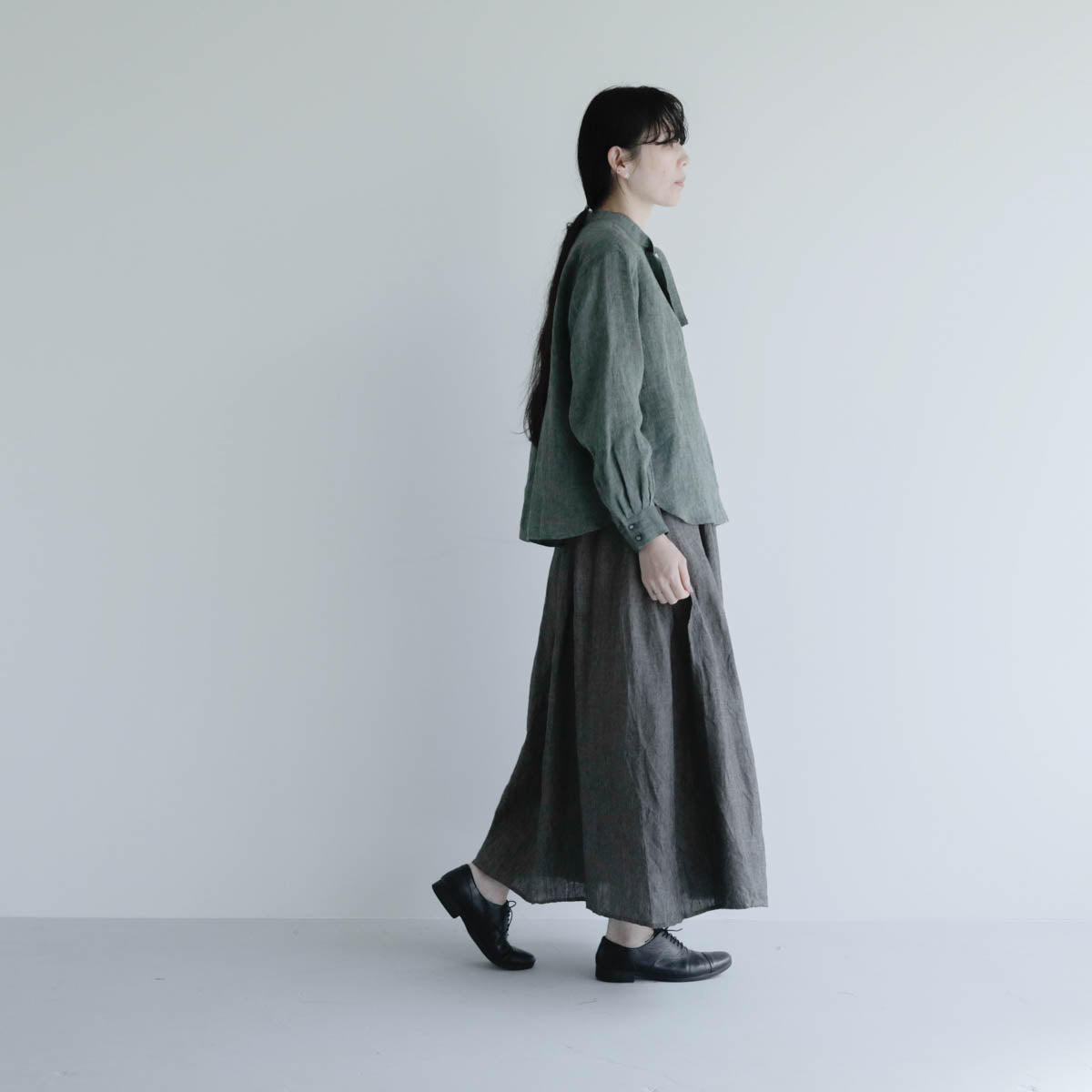 SALUÉ／ボウカラーシャツ／ライトウェイトリネン