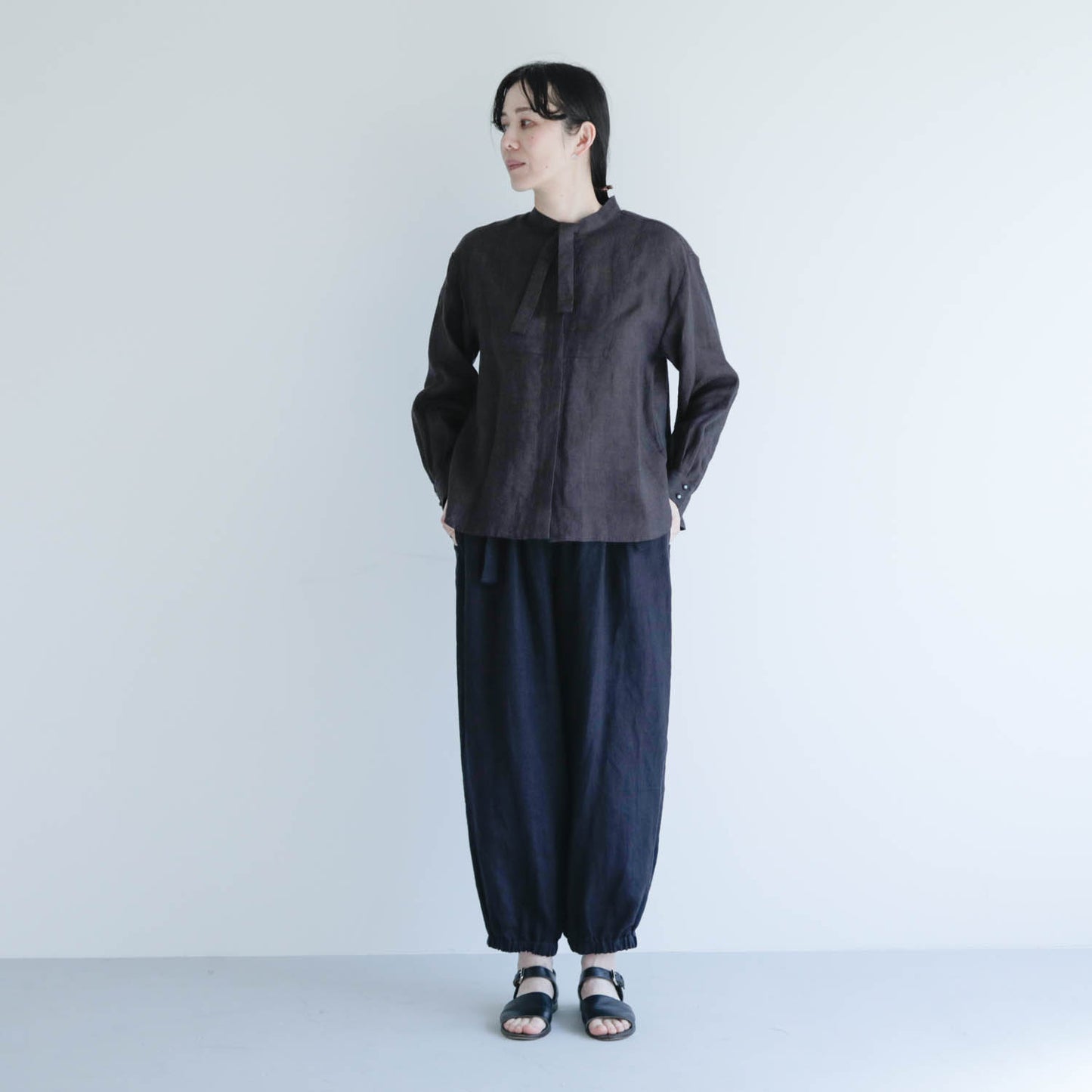 SALUÉ／ボウカラーシャツ／ライトウェイトリネン