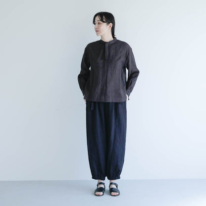 SALUÉ／ボウカラーシャツ／ライトウェイトリネン