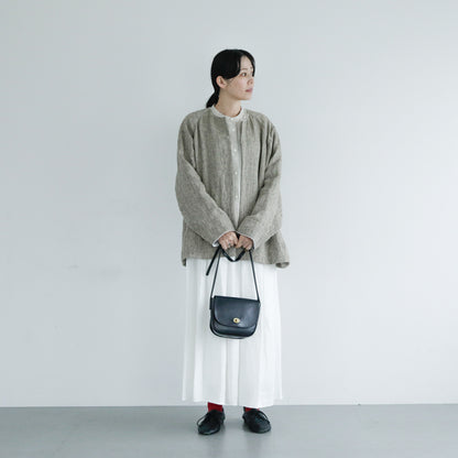 SALUÉ／【一部予約商品】バンドカラーギャザーシャツ／ライトウェイトリネン