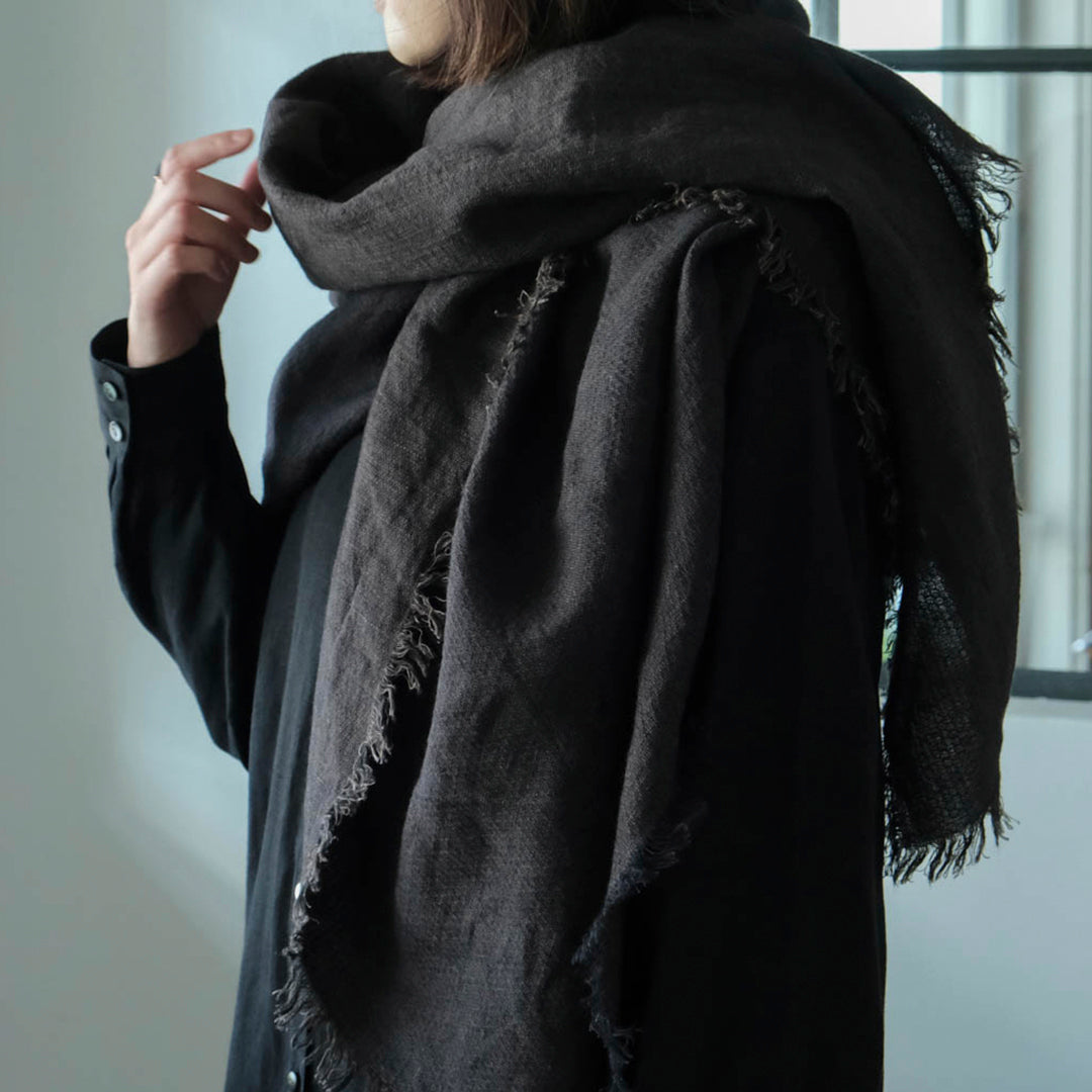 SALUE サルエウールリネンショールウールリネン ジャカードリゼッタ