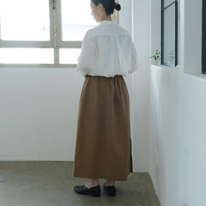 ［SALUÉ］ワンサイドスリットロングスカート／コットンリネン