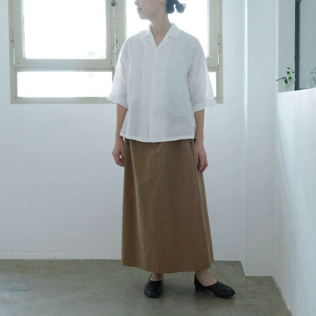 ［SALUÉ］ワンサイドスリットロングスカート／コットンリネン