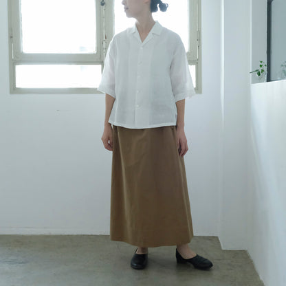 ［SALUÉ］ワンサイドスリットロングスカート／コットンリネン