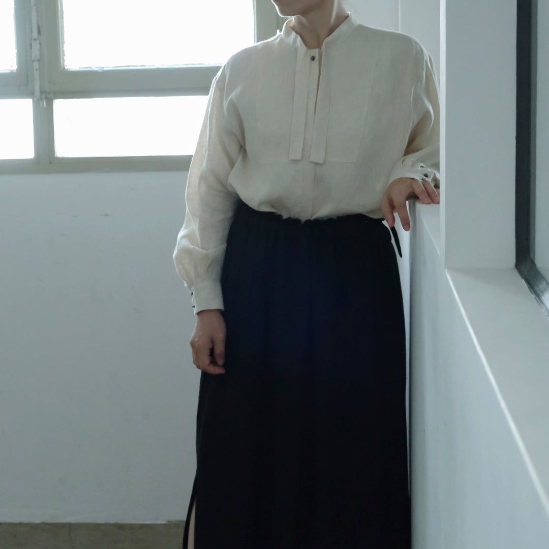 SALUÉ／ボウカラーシャツ／ライトウェイトリネン