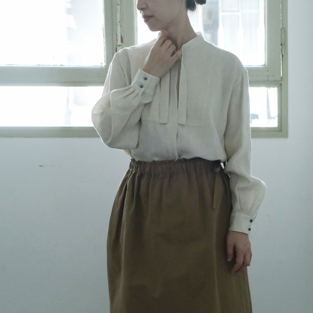 SALUÉ／ボウカラーシャツ／ライトウェイトリネン