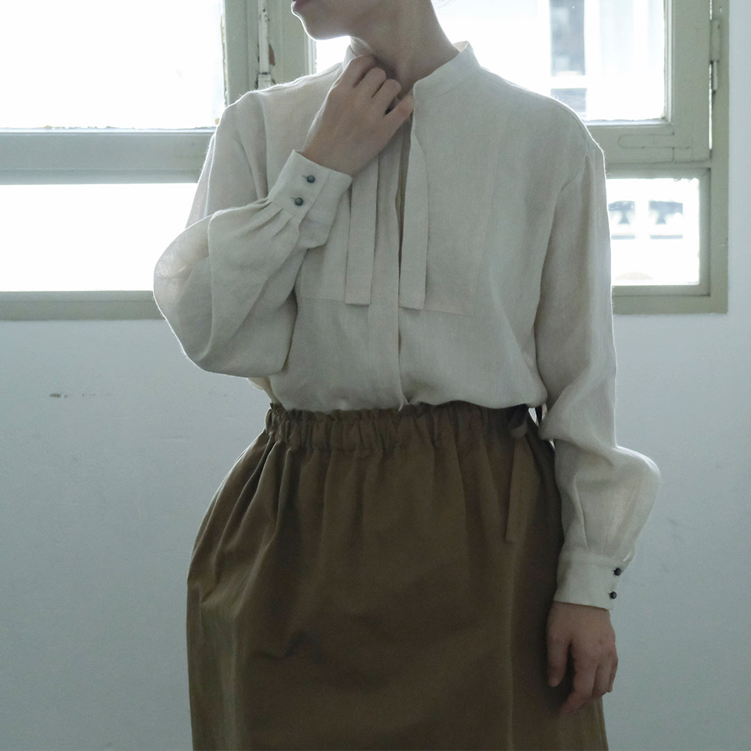 SALUÉ／ボウカラーシャツ／ライトウェイトリネン