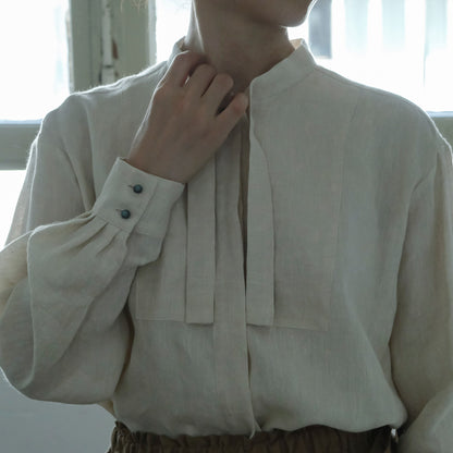 SALUÉ／ボウカラーシャツ／ライトウェイトリネン