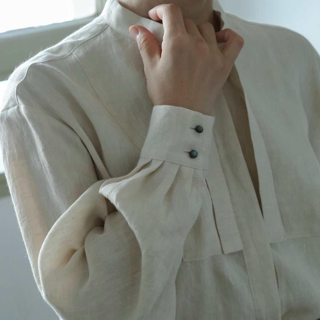 SALUÉ／ボウカラーシャツ／ライトウェイトリネン