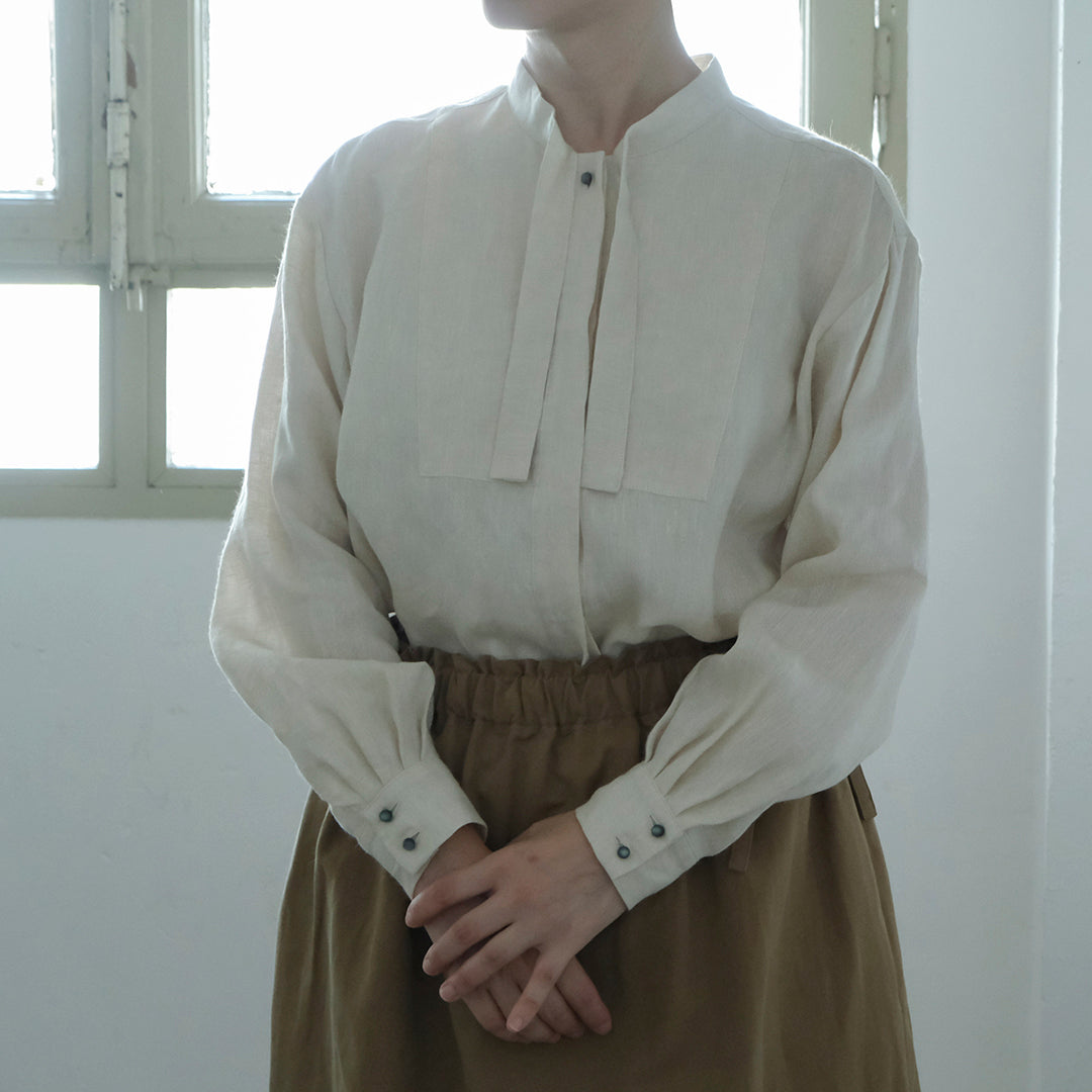 SALUÉ／ボウカラーシャツ／ライトウェイトリネン
