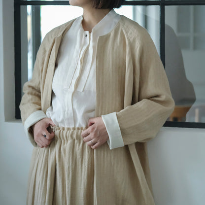 SALUÉ／ボウカラーシャツ／ライトウェイトリネン