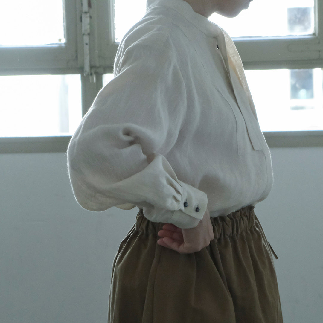 SALUÉ／ボウカラーシャツ／ライトウェイトリネン